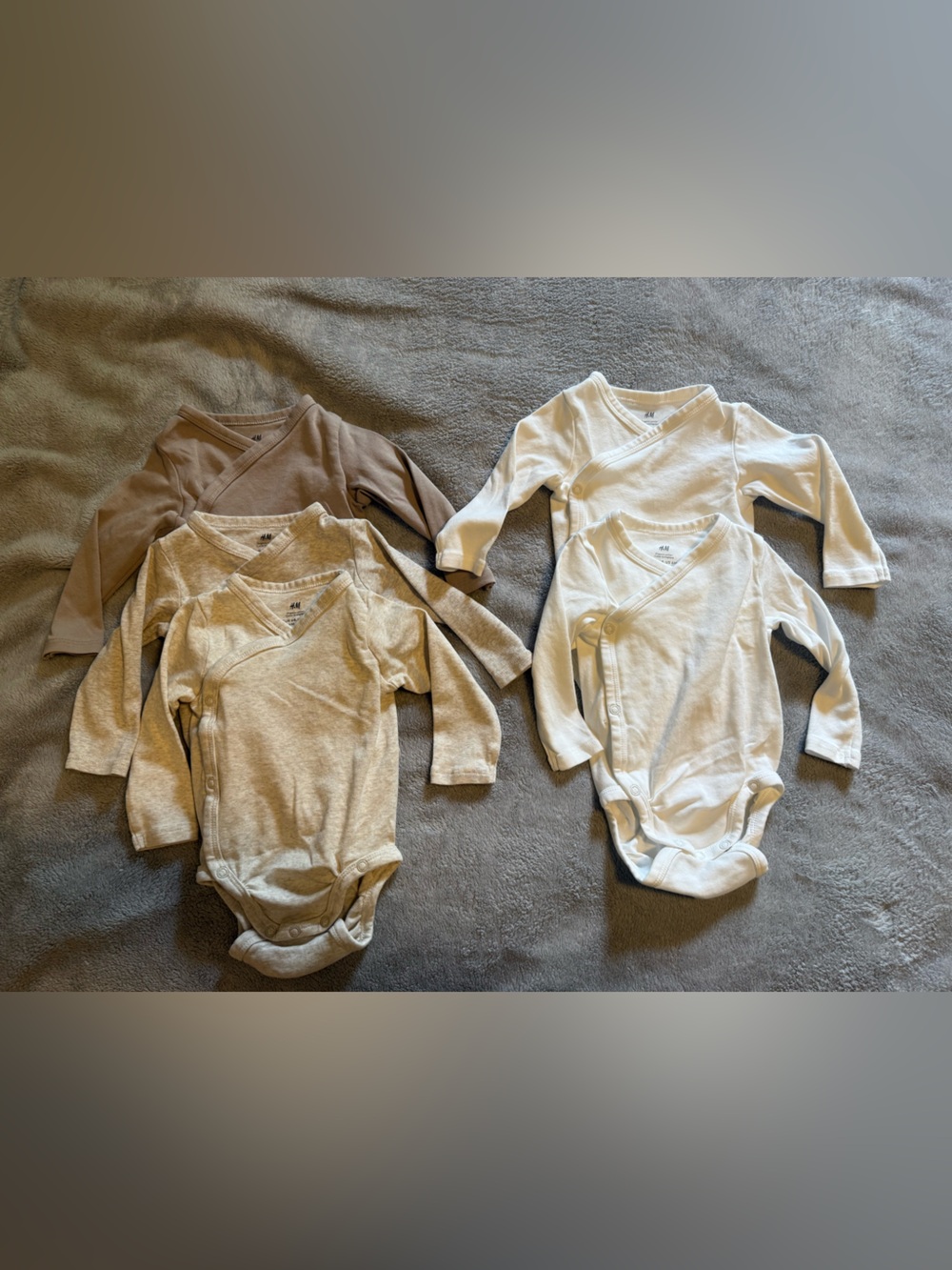 H & M Neutral Tone Long-Sleeve Baby One-Piece Set - Pack of 5 - size 6 Months